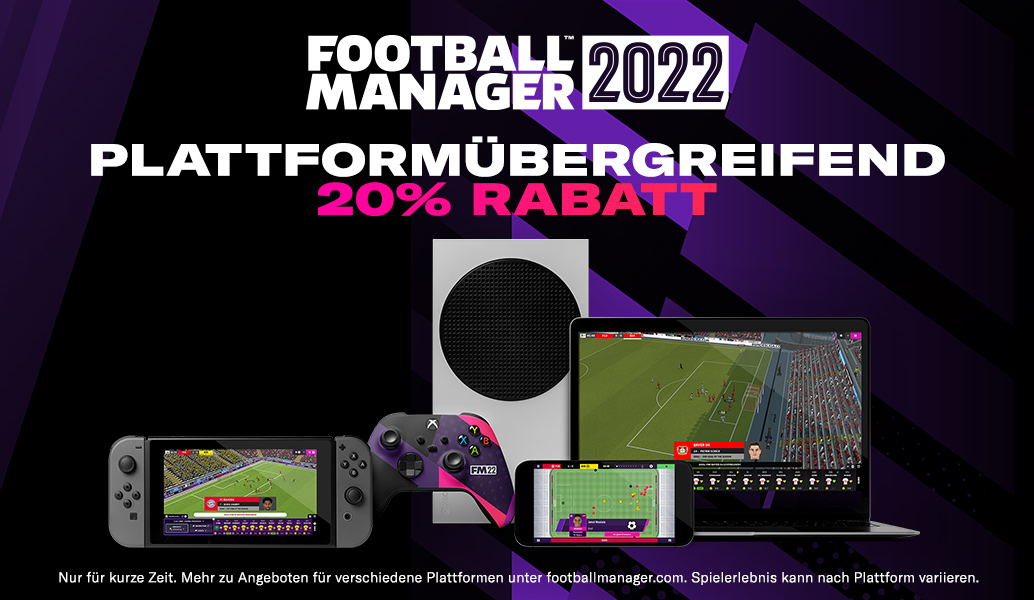 Erhalte 20 % Rabatt auf Football Manager 2022 auf allen Plattformen