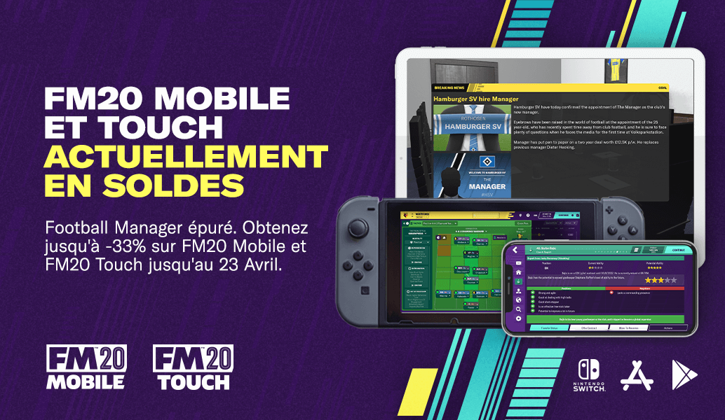Jusqu'à -33 % sur Les jeux Football Manager 2020 Mobile et Touch