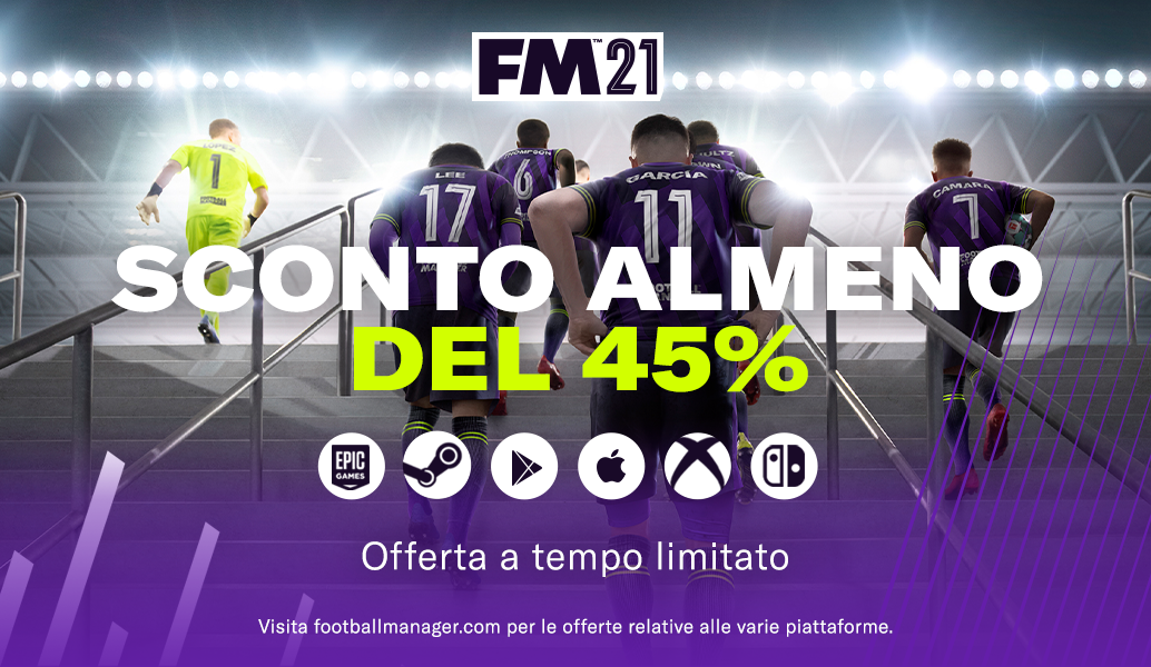 Sconto di almeno il 45% su FM21 per tutte le piattaforme